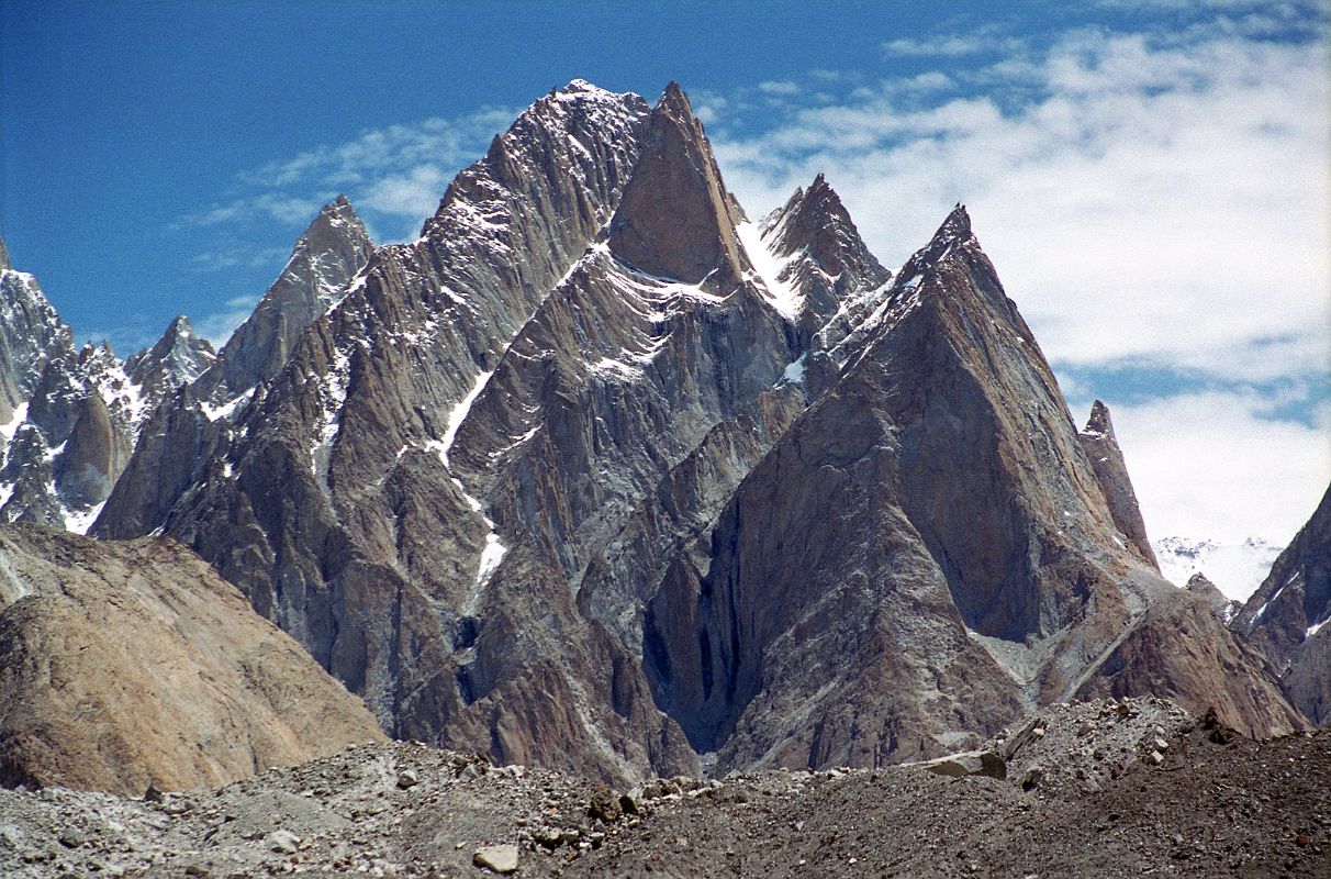 10 The Cathedral Peak Group Close Up From Baltoro Glacier Between Paiju And Khoburtse